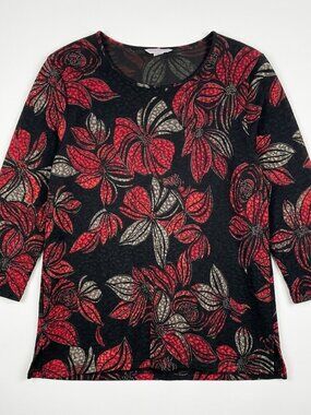 Allison Daley Abstract Floral Top 1X Maximalist 90s Artsy Retro Boxy Layer